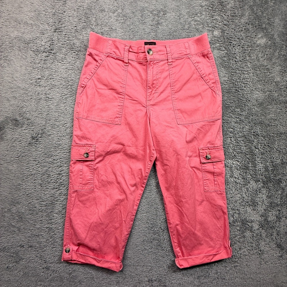 Lee Womens Cargo Capri Pants Pink Roll Up Leg Size 8 Cotton Stretch Outdoor